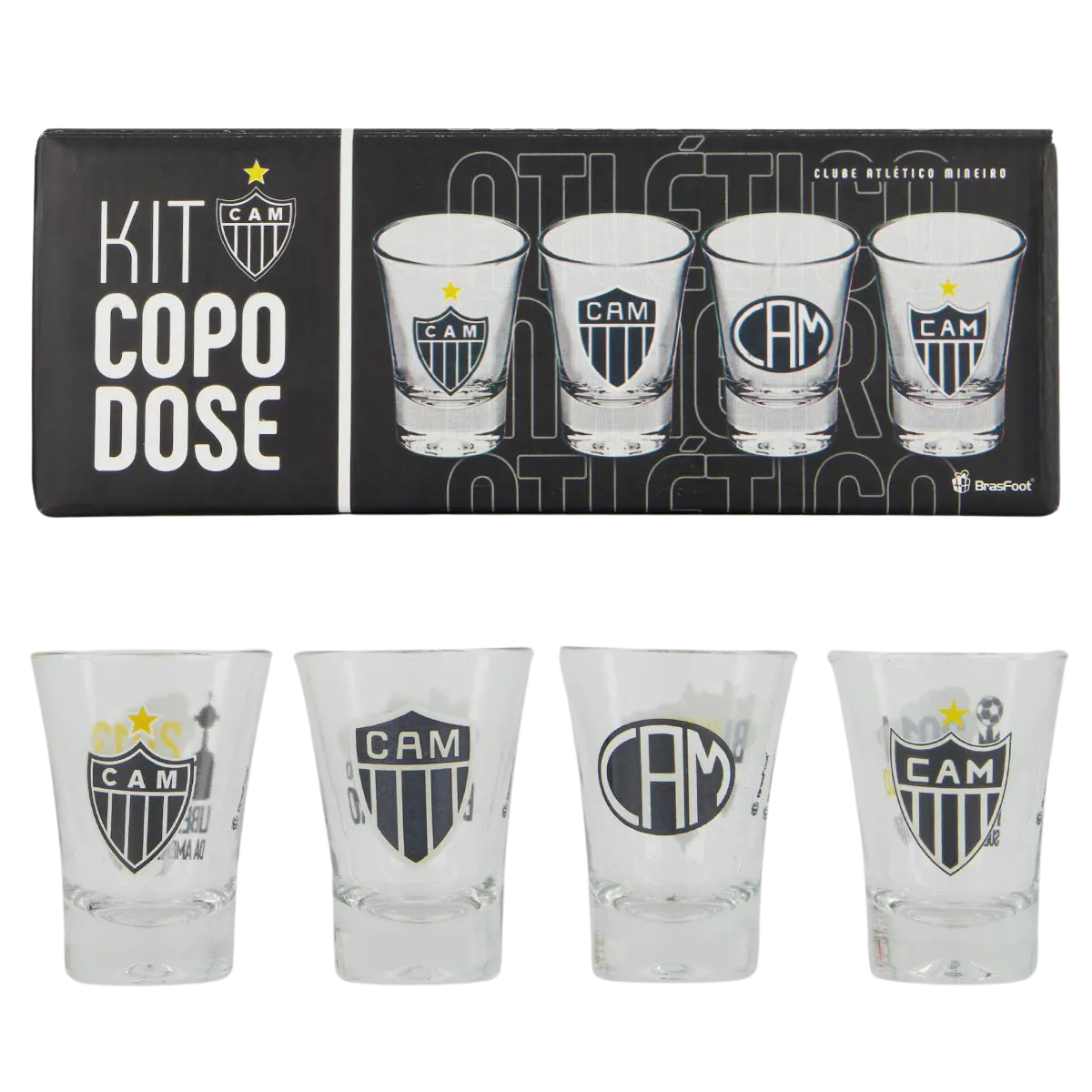 Kit 4 Copos Dose Atlético Mineiro Conquistas